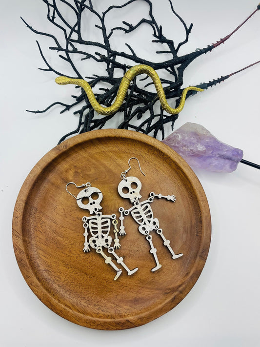Articulated Skeleton Earrings, Halloween Jewelry, Gift for Daughter