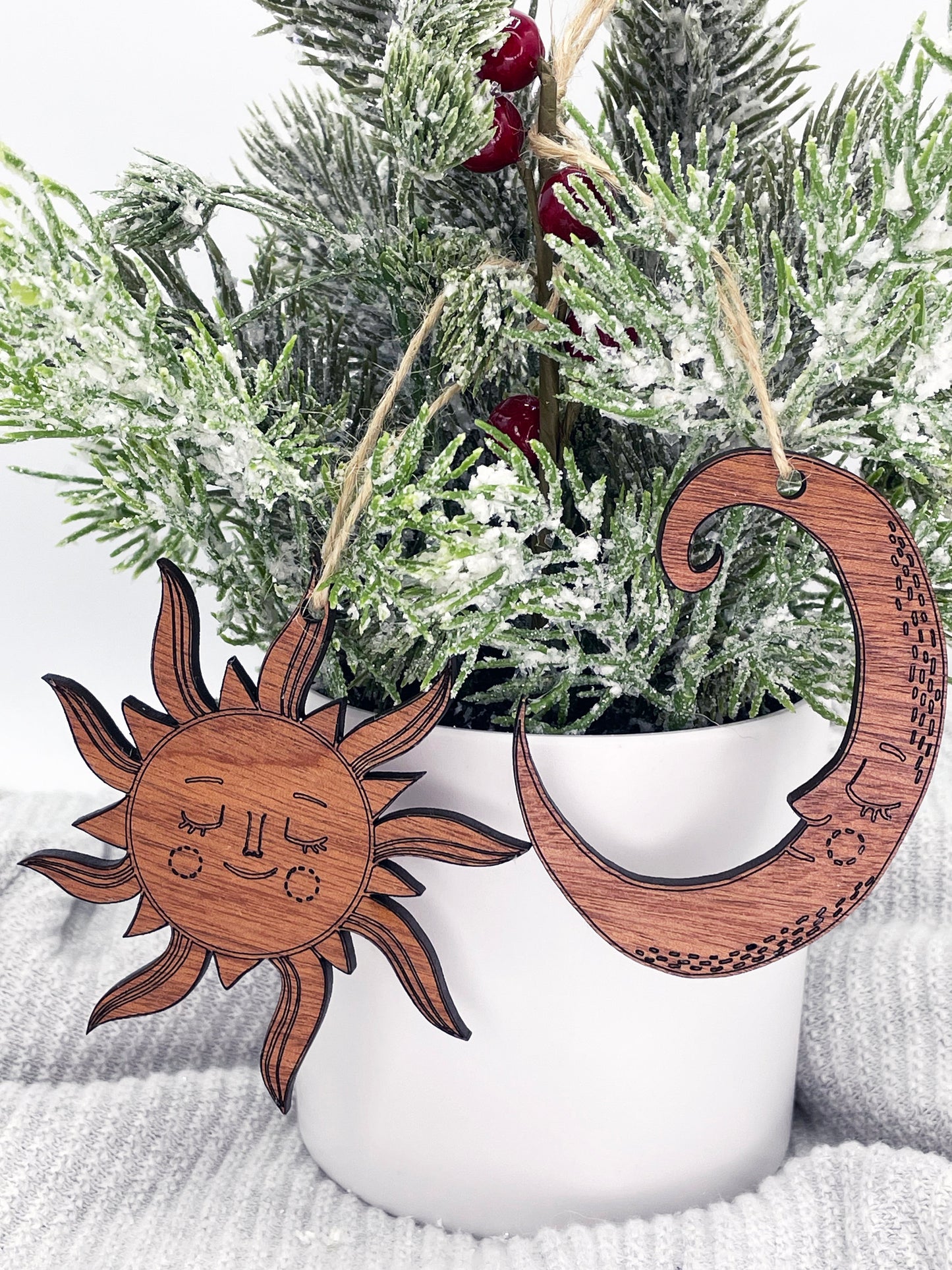 Sun and Moon Ornaments - Boho Ornaments