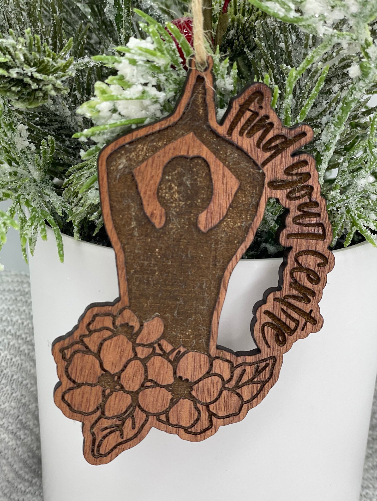 Yoga Find Your Center Ornament - Yoga Teacher Ornament - Yoga Lover Gift - Sukhasana Pose