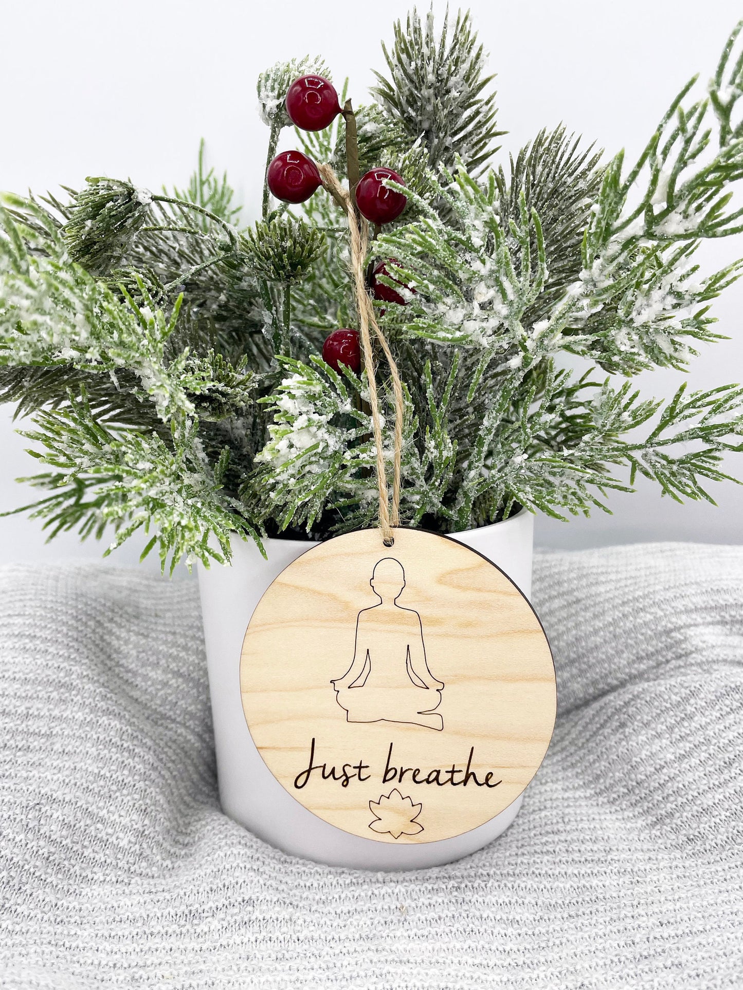 Just Breathe Yoga Ornament - Lotus Pose - Gift for Yoga Partner - Gift for Yoga Teacher