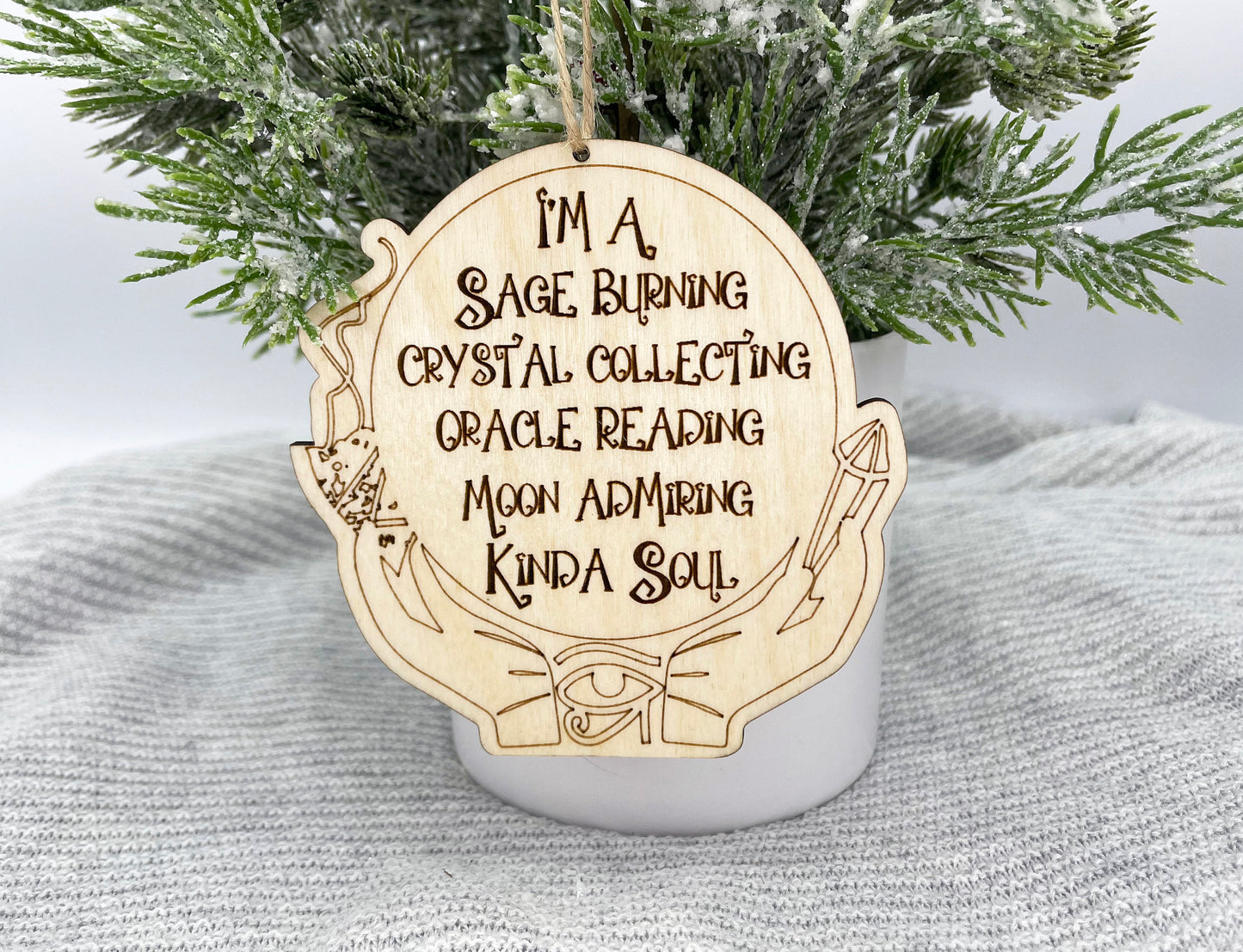 Sage Burning Crystal Collecting Oracle Reading Moon Admiring Kinda Soul Ornament - New Age Ornament - Crystal Ball