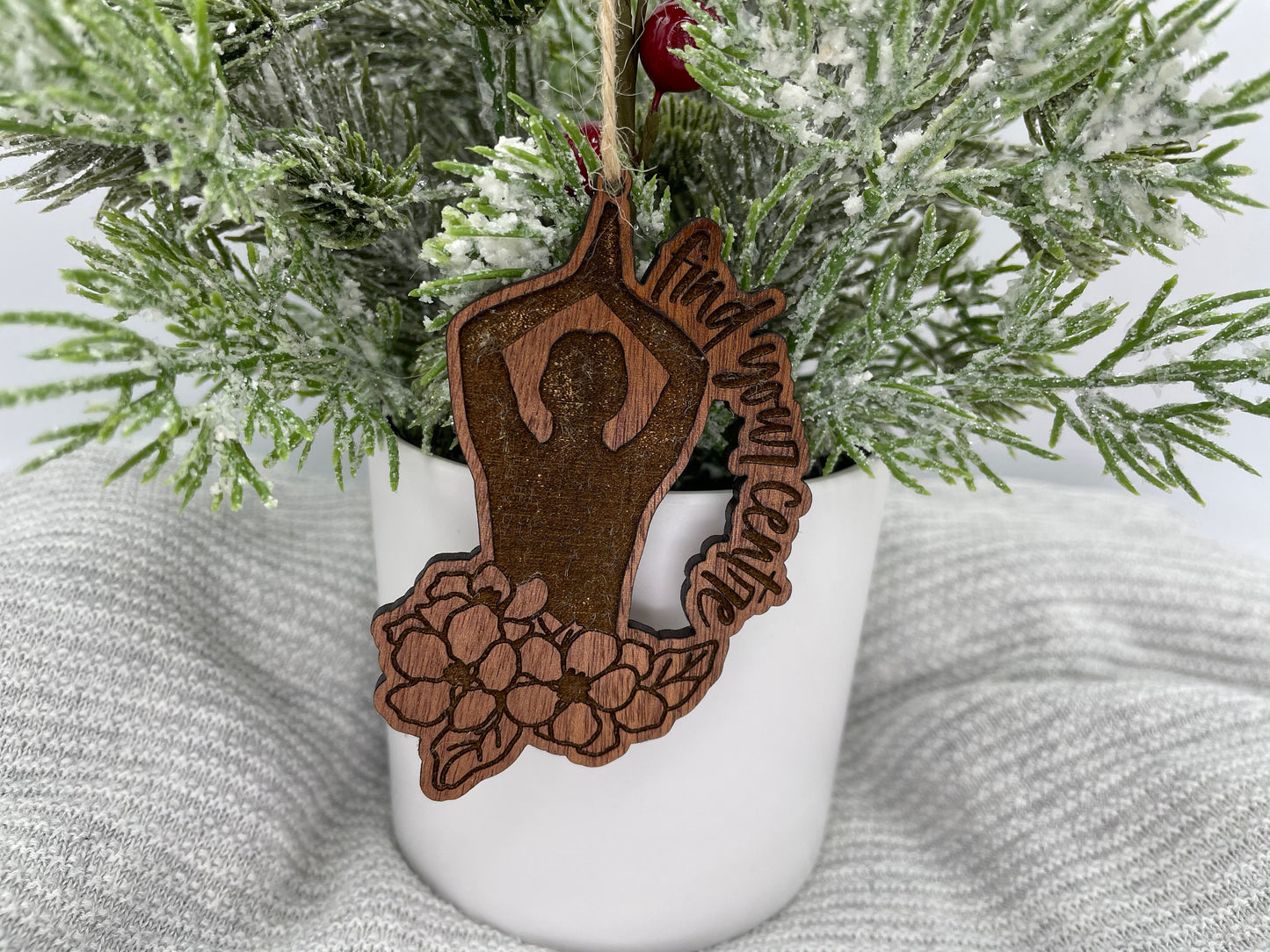 Yoga Find Your Center Ornament - Yoga Teacher Ornament - Yoga Lover Gift - Sukhasana Pose