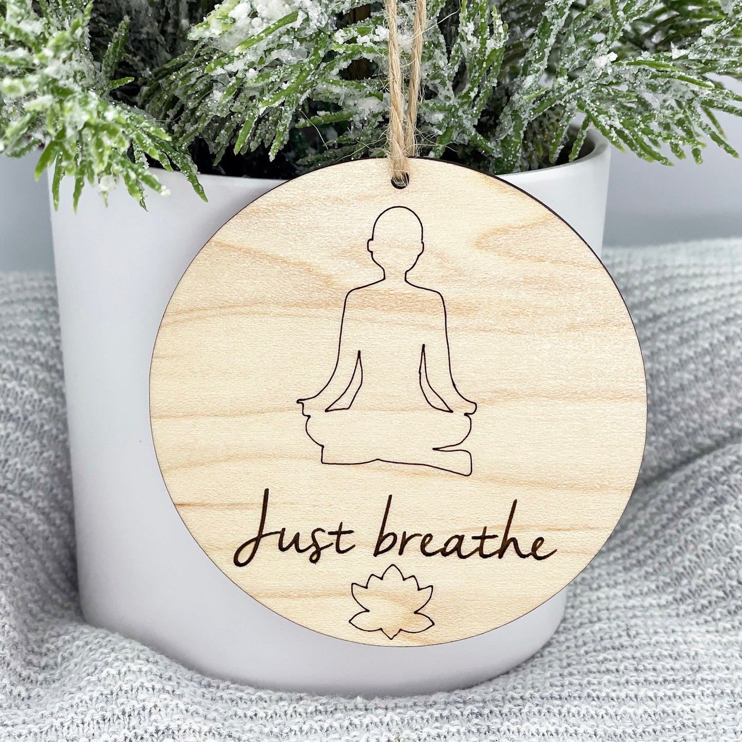 Just Breathe Yoga Ornament - Lotus Pose - Gift for Yoga Partner - Gift for Yoga Teacher