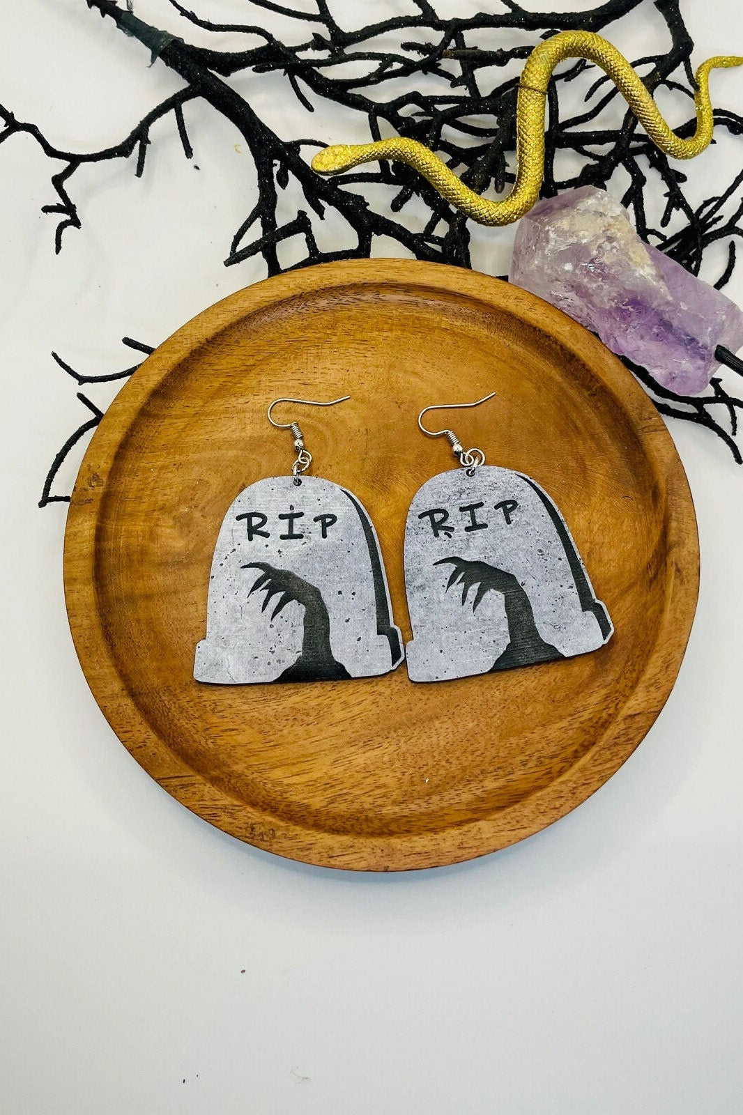 Tombstone Earrings, Halloween Zombie Earrings, Gift for Daughter