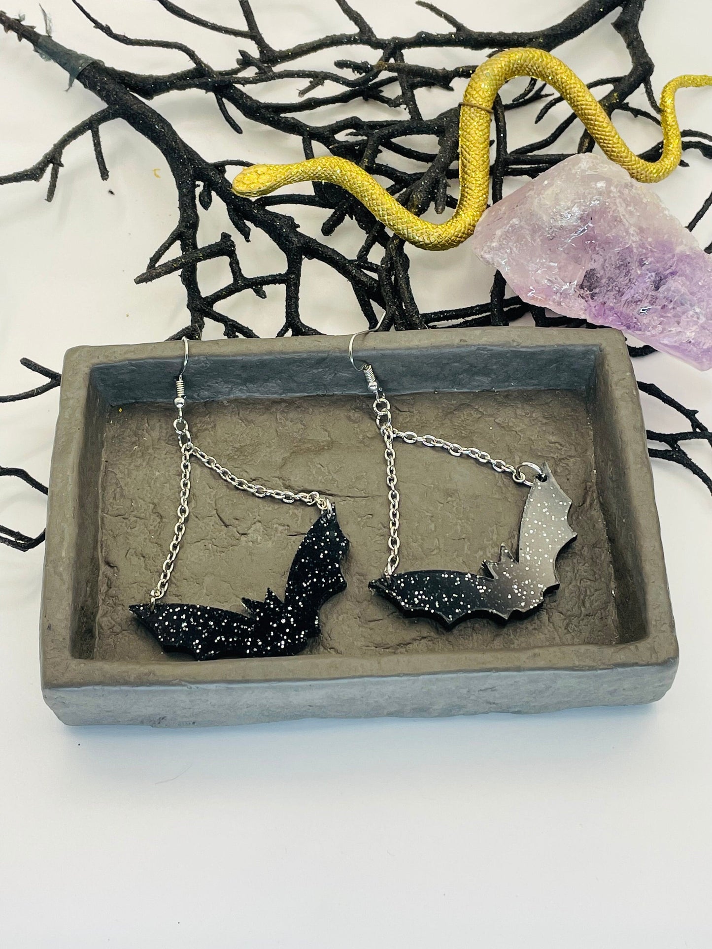 Hanging Bat Earrings, Halloween Earrings, Friendship Gift