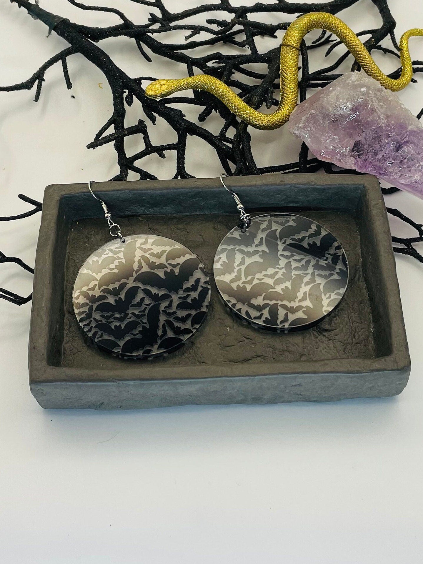 Circle of Bats Dangle Earring, Halloween Bats, Gift for Coworker