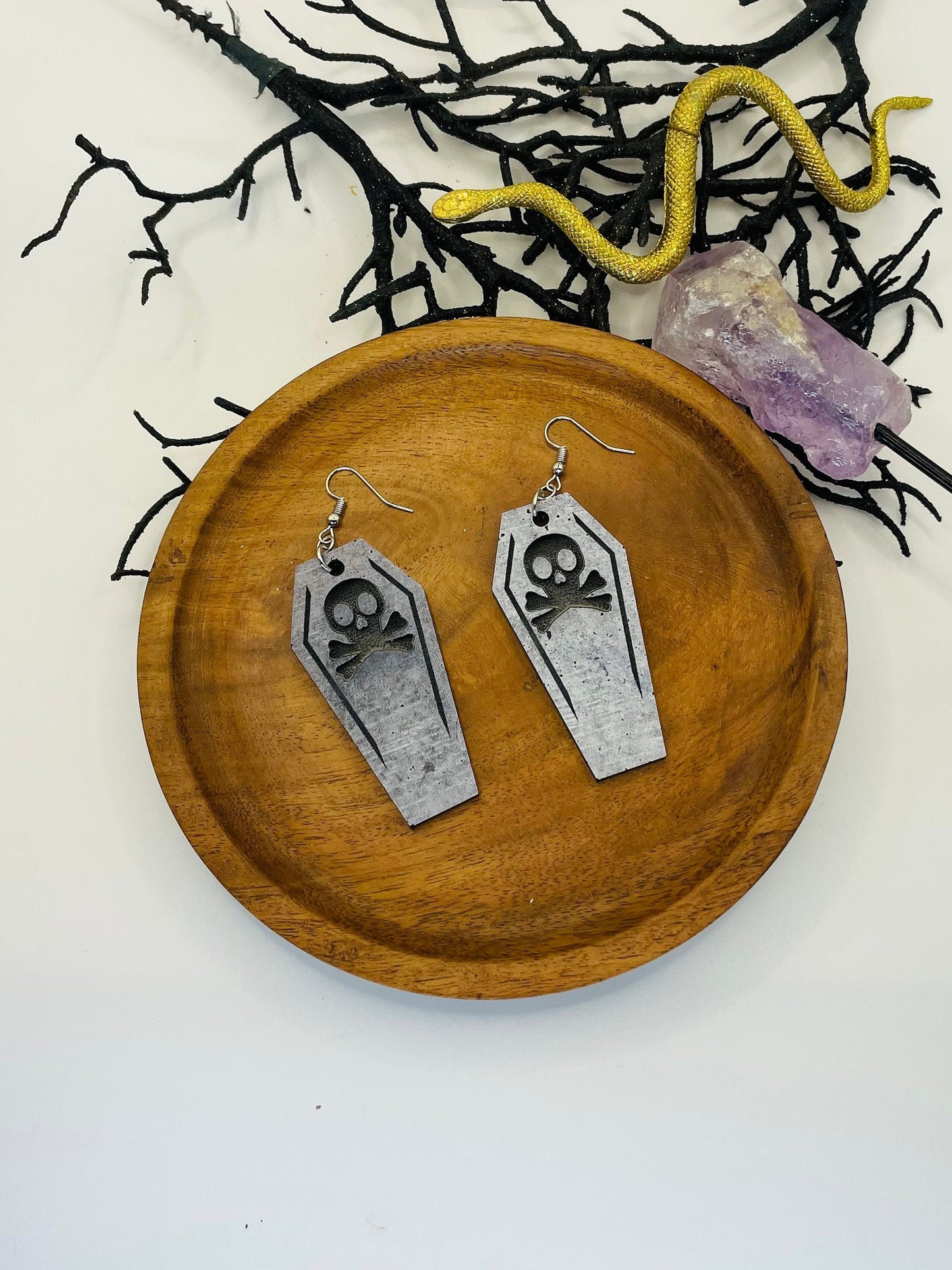 Coffin Earrings, Graveyard Halloween Earrings, Gift for Friend