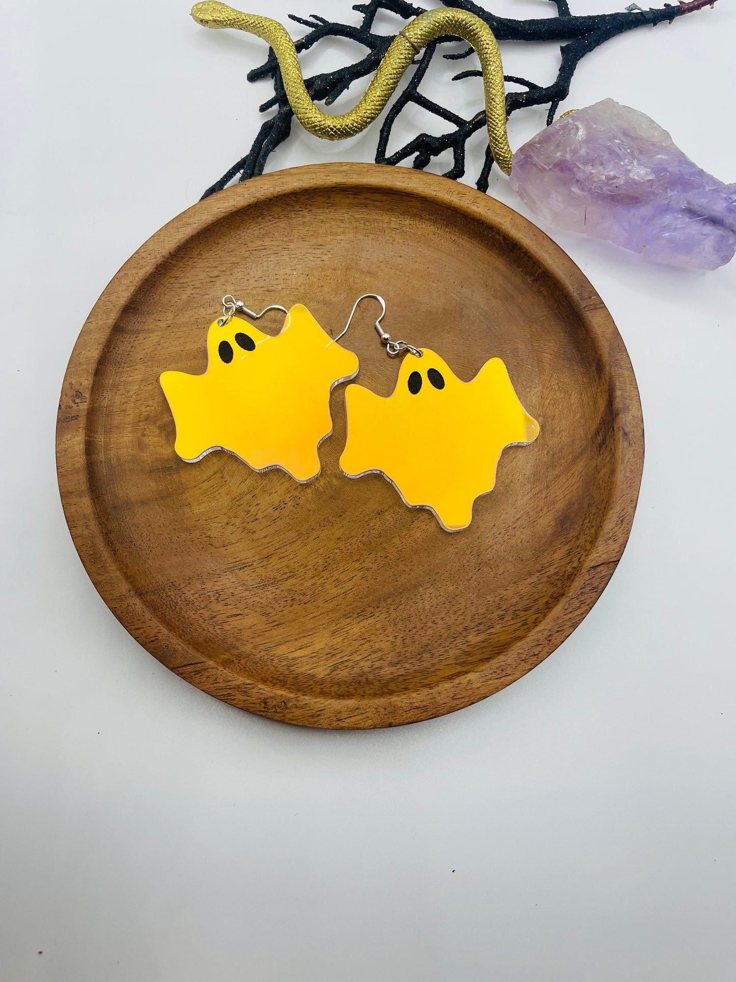 Statement Iridescent Ghost Earrings, Halloween Earrings, Gift for Sister