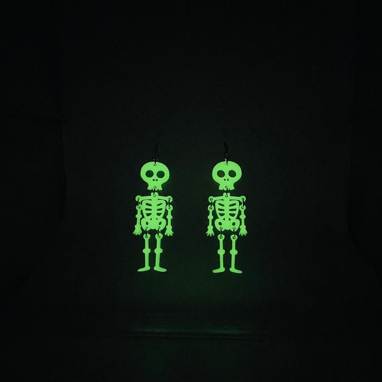 Glow in the Dark Articulated Skeleton Earrings, Halloween Jewelry, Gift for Daughter