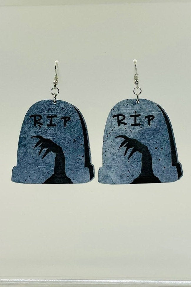 Tombstone Earrings, Halloween Zombie Earrings, Gift for Daughter