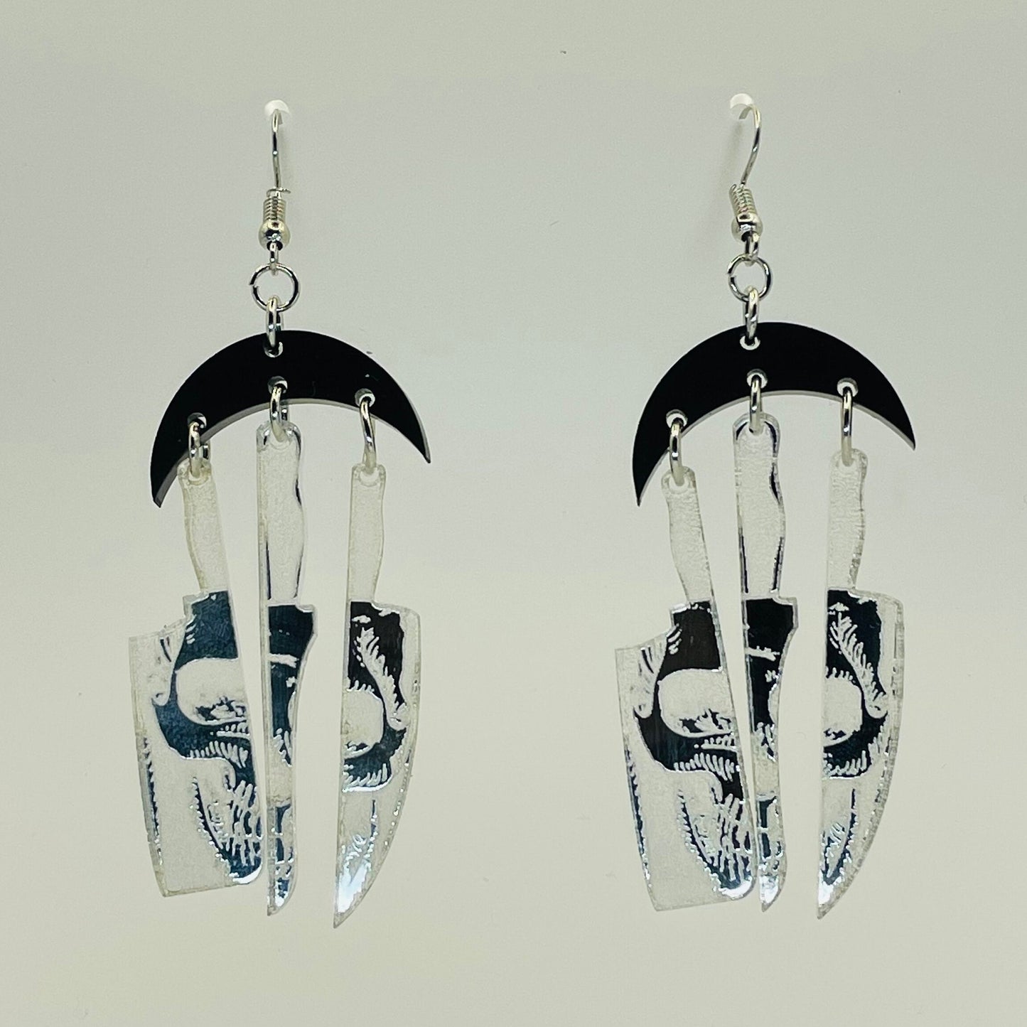 Skeleton Knives Dangle Earrings, Scary Halloween, Gift for Scary Movie Lover