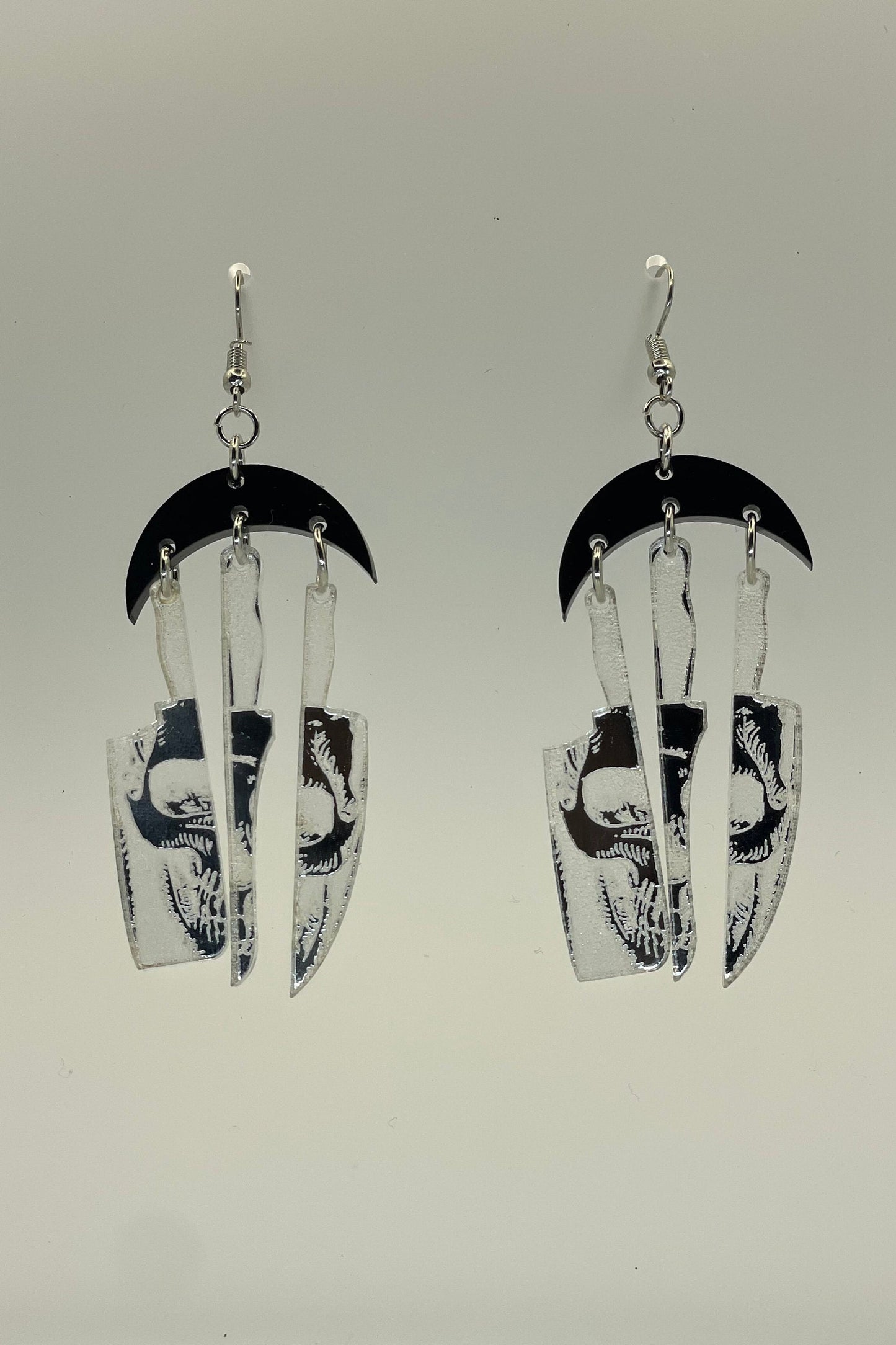 Skeleton Knives Dangle Earrings, Scary Halloween, Gift for Scary Movie Lover