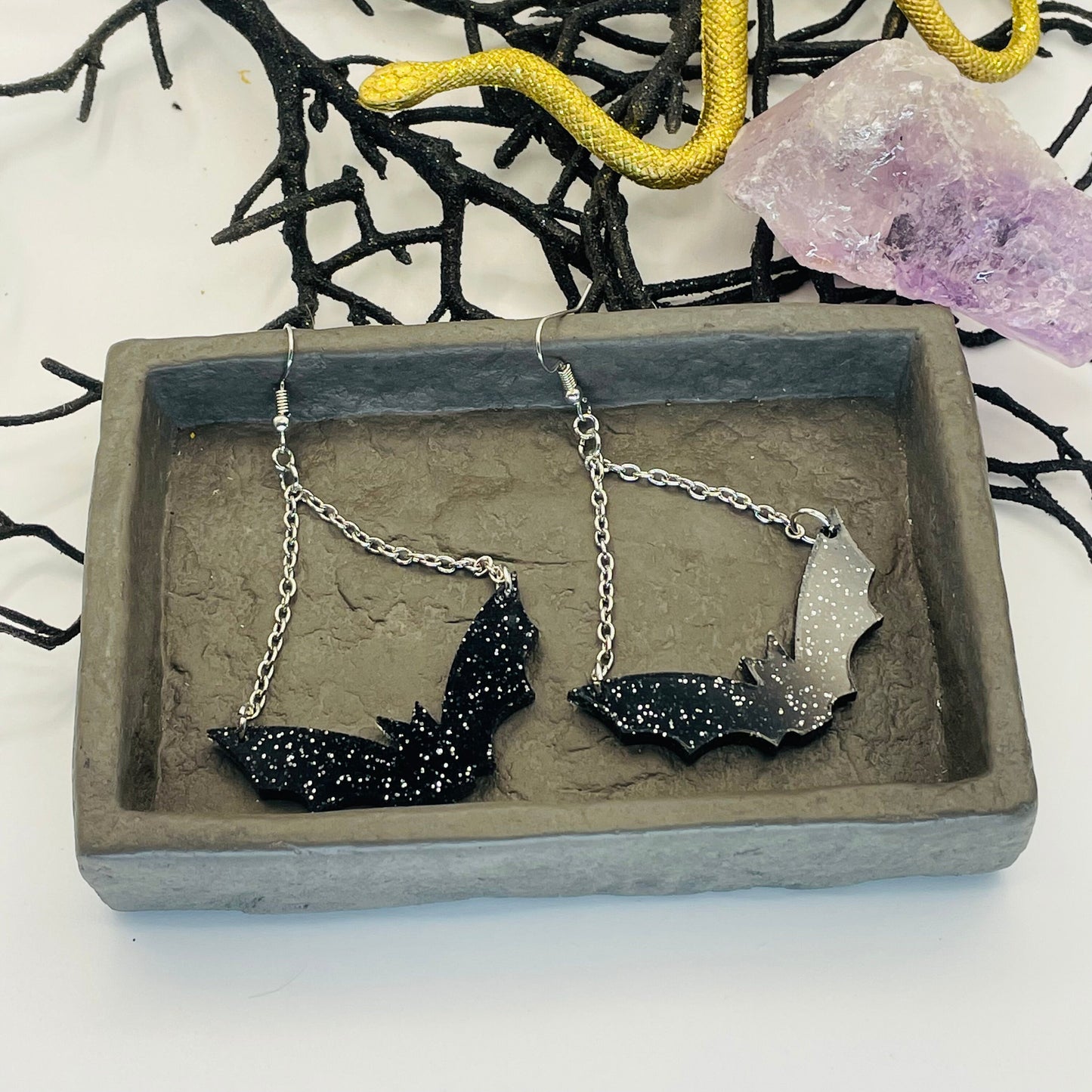 Hanging Bat Earrings, Halloween Earrings, Friendship Gift