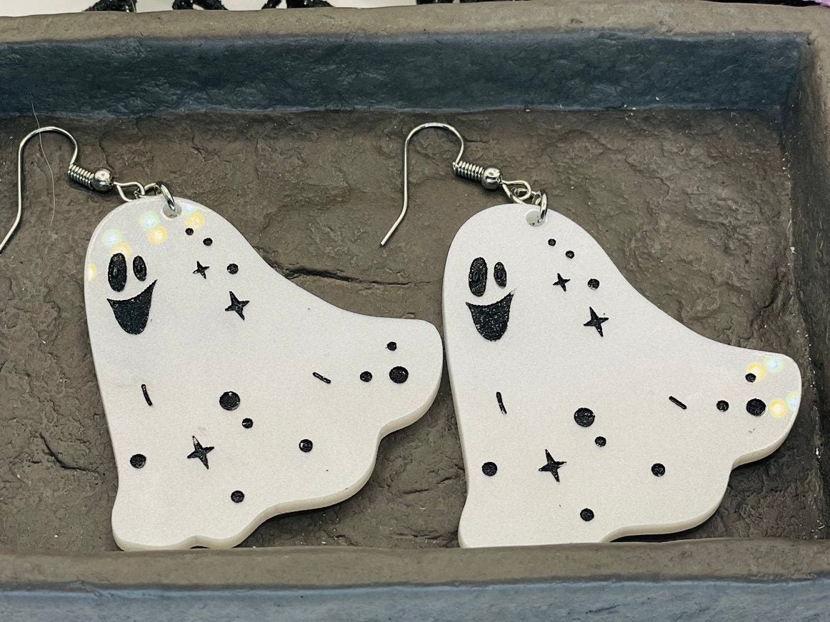 Pearly Ghost Earrings, Halloween Dangle earrings, Gift for Mom