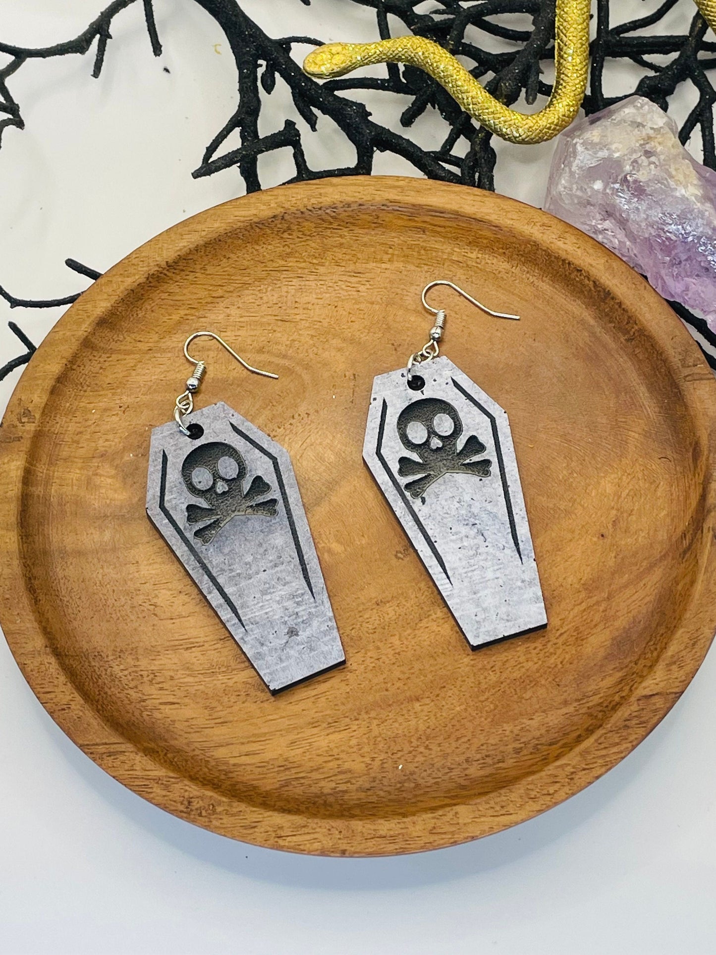 Coffin Earrings, Graveyard Halloween Earrings, Gift for Friend