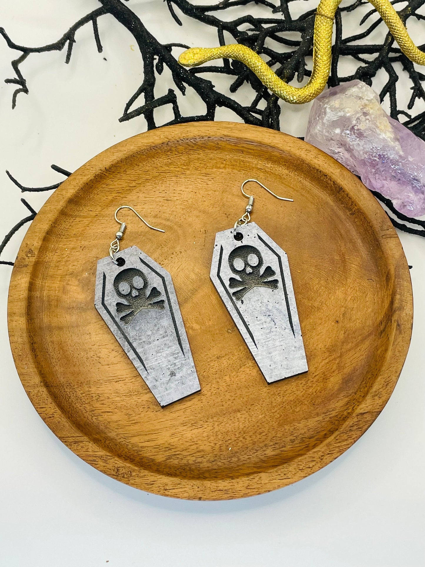 Coffin Earrings, Graveyard Halloween Earrings, Gift for Friend