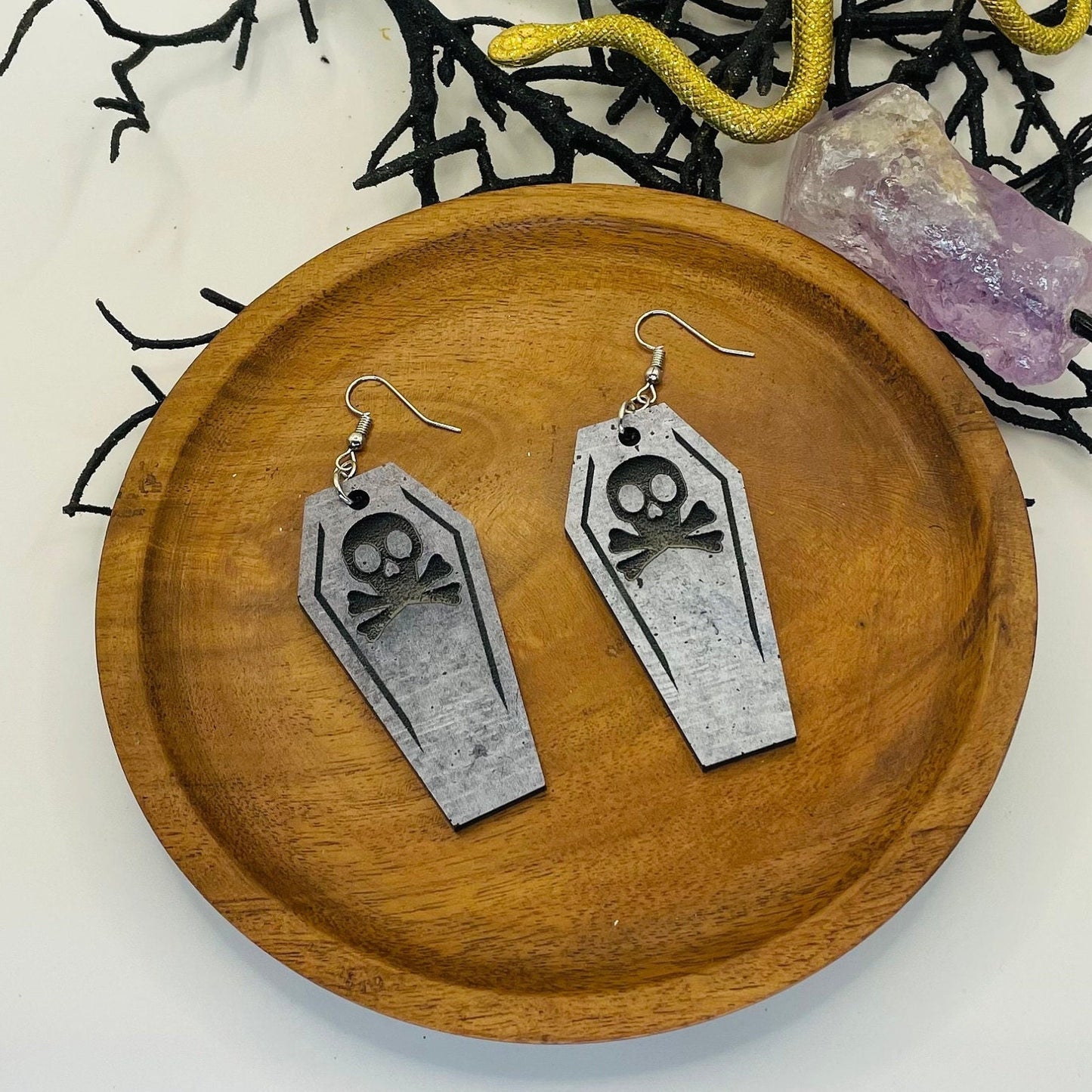 Coffin Earrings, Graveyard Halloween Earrings, Gift for Friend