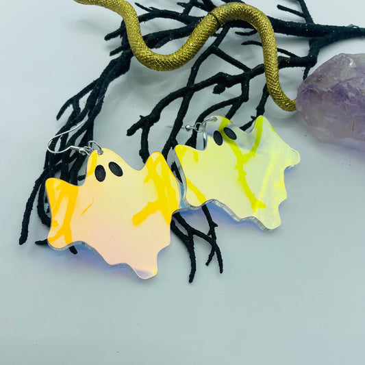 Statement Iridescent Ghost Earrings, Halloween Earrings, Gift for Sister