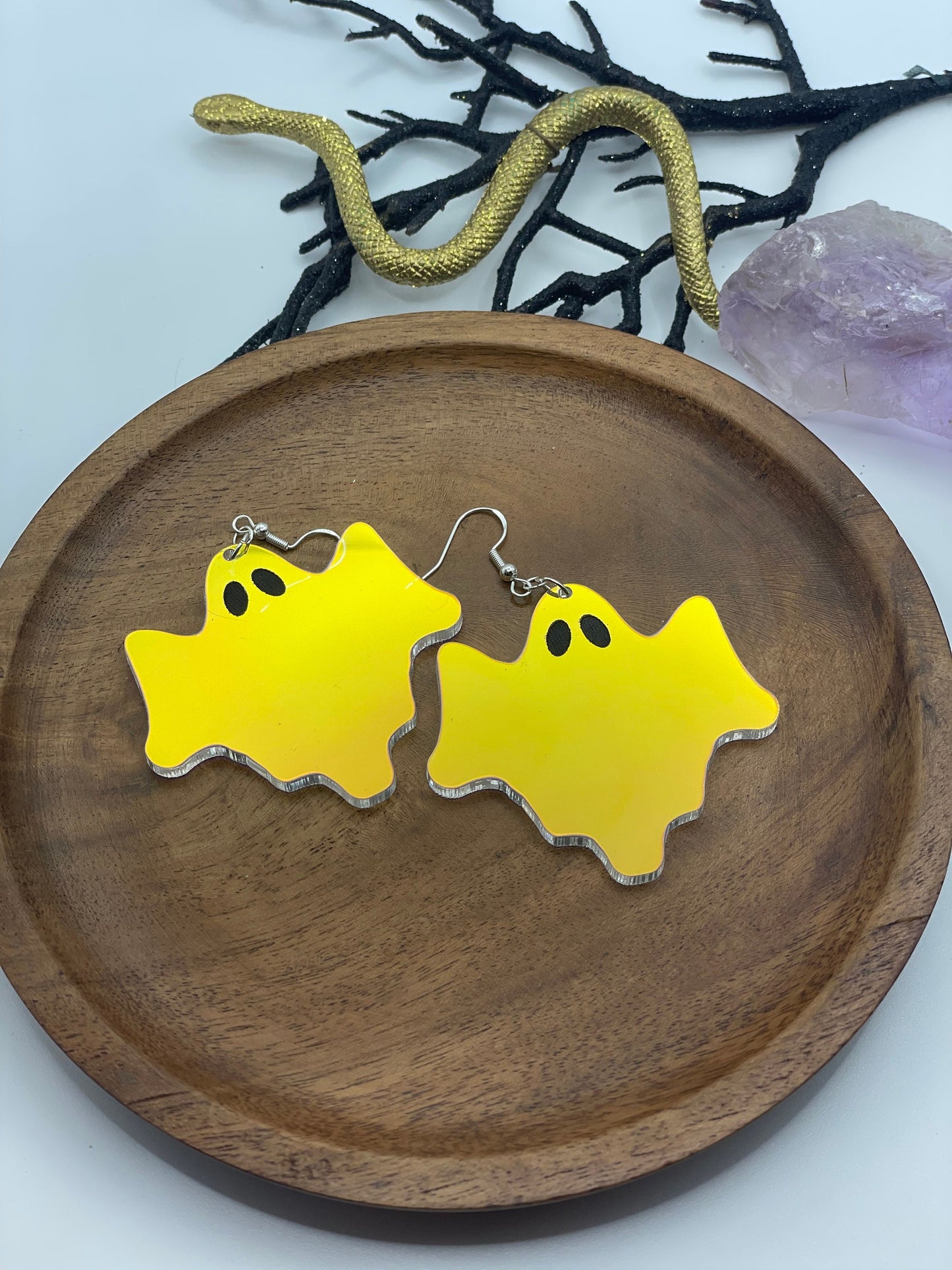 Statement Iridescent Ghost Earrings, Halloween Earrings, Gift for Sister