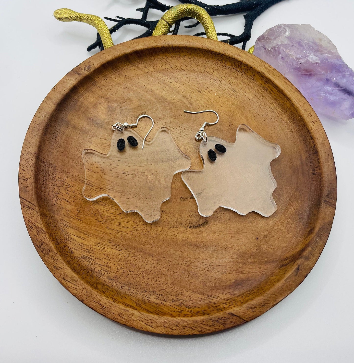 Statement ClearGhost Earrings, Halloween Earrings, Gift for Sister