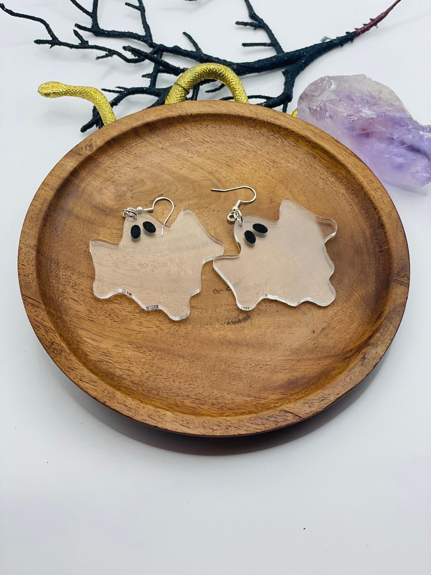 Statement ClearGhost Earrings, Halloween Earrings, Gift for Sister